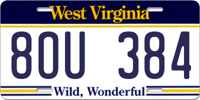 WV license plate 8OU384