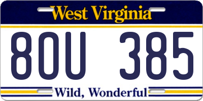 WV license plate 8OU385