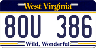 WV license plate 8OU386