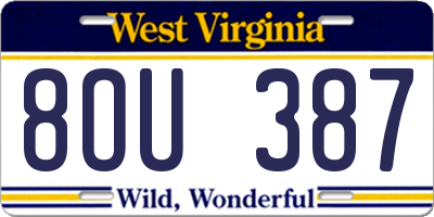 WV license plate 8OU387