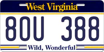 WV license plate 8OU388