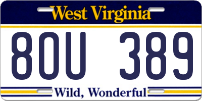WV license plate 8OU389