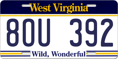 WV license plate 8OU392