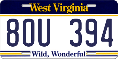 WV license plate 8OU394