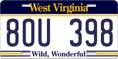 WV license plate 8OU398