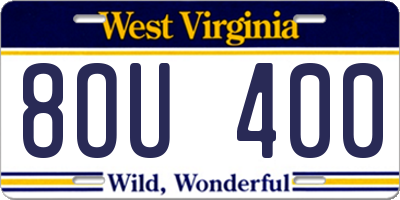 WV license plate 8OU400