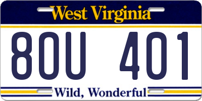 WV license plate 8OU401