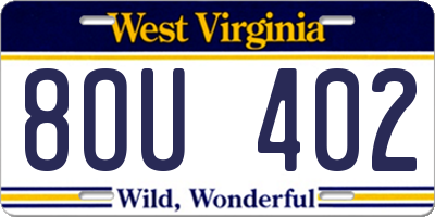 WV license plate 8OU402