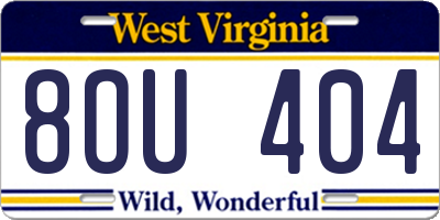 WV license plate 8OU404