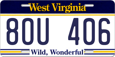 WV license plate 8OU406