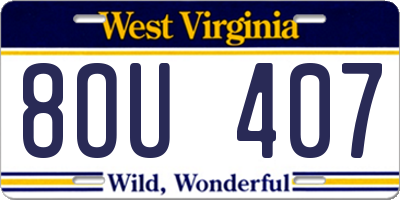 WV license plate 8OU407