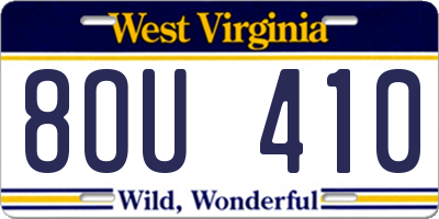 WV license plate 8OU410