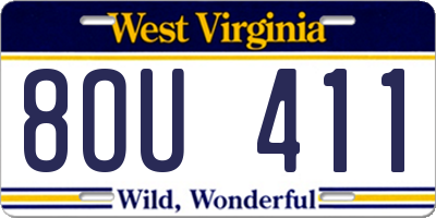WV license plate 8OU411
