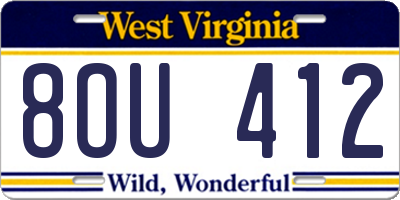 WV license plate 8OU412