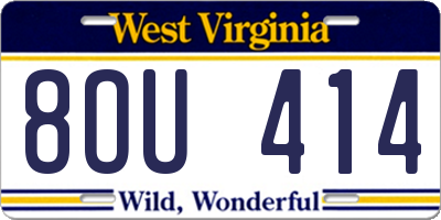 WV license plate 8OU414