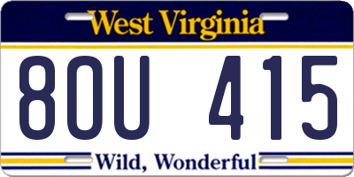 WV license plate 8OU415