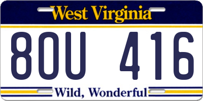 WV license plate 8OU416