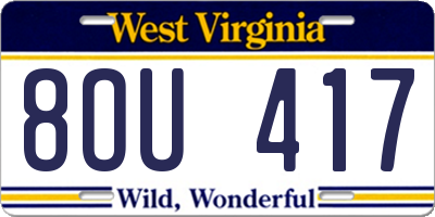 WV license plate 8OU417