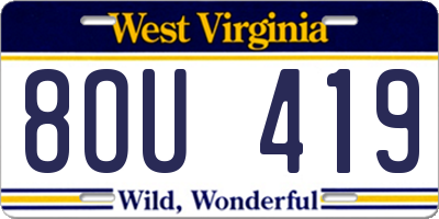WV license plate 8OU419