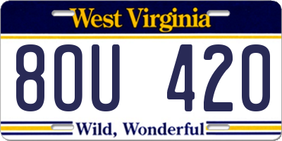 WV license plate 8OU420