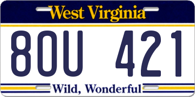 WV license plate 8OU421