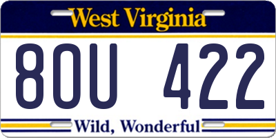 WV license plate 8OU422