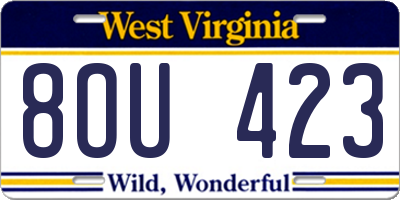 WV license plate 8OU423