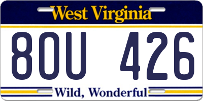 WV license plate 8OU426