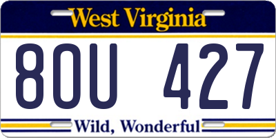 WV license plate 8OU427