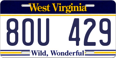 WV license plate 8OU429