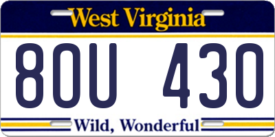 WV license plate 8OU430