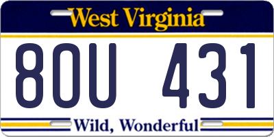 WV license plate 8OU431