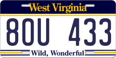WV license plate 8OU433