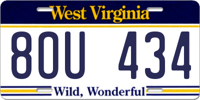 WV license plate 8OU434