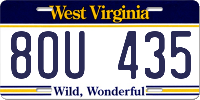 WV license plate 8OU435