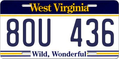 WV license plate 8OU436