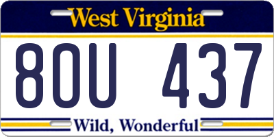 WV license plate 8OU437