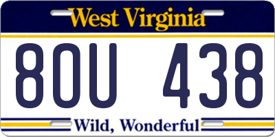 WV license plate 8OU438
