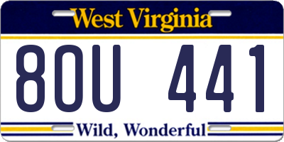 WV license plate 8OU441