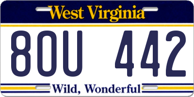 WV license plate 8OU442