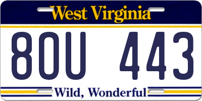 WV license plate 8OU443