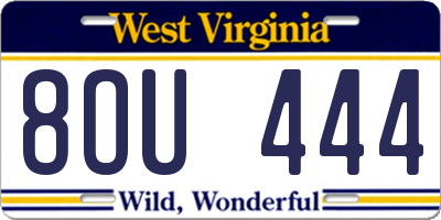 WV license plate 8OU444