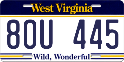 WV license plate 8OU445
