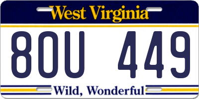 WV license plate 8OU449