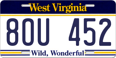 WV license plate 8OU452
