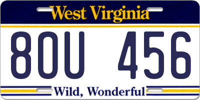 WV license plate 8OU456
