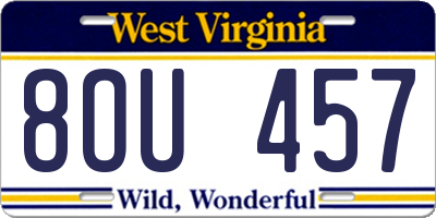 WV license plate 8OU457