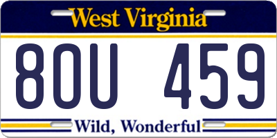 WV license plate 8OU459