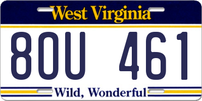 WV license plate 8OU461