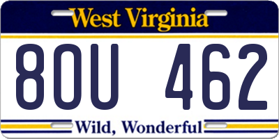 WV license plate 8OU462